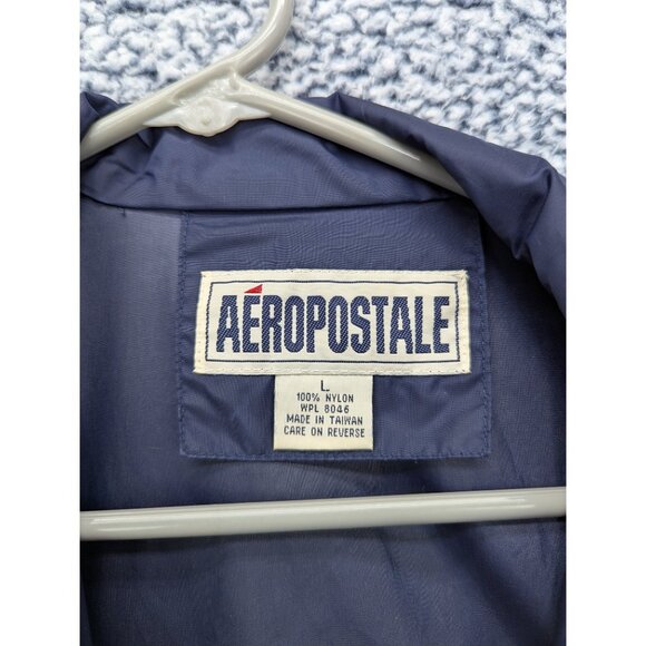 Y2K Aeropostale Windbreaker Jacket Mens L Relaxed Colorblock Track Baggy Blue - Picture 13 of 13
